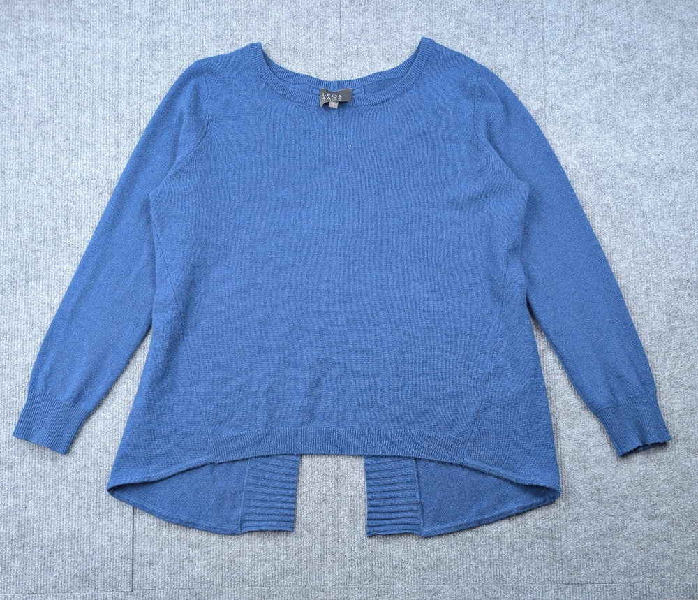 Leo & Sage Cashmere Sweater Womens Large Blue Minimal Artsy Lagenlook Natural